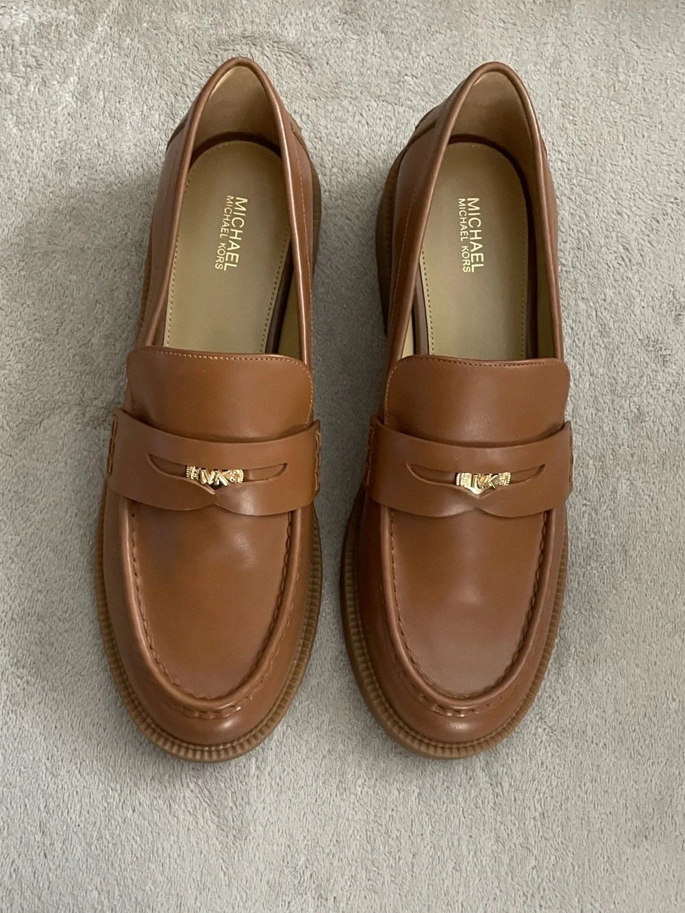 Michael Kors Eden Penny Loafers in Luggage NIB
